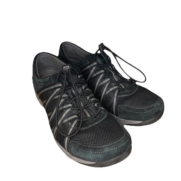 Dansko Womens 41 US 10-10.5 Sneaker Honor Black Suede Bungee Lace Up Comfort - Picture 1 of 8